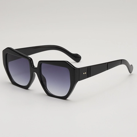 Geometric Square Sunglasses UV400 Protection Thick PC Frame Contrast Color Tortoise Pattern Metal Rivets Fashion Shades