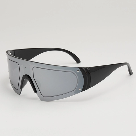 Occhiali Da Sole Shield Futuristici Oversized One Piece Montatura PC Rivetti Protezione UV Sport All Aperto Y2K Cyberpunk