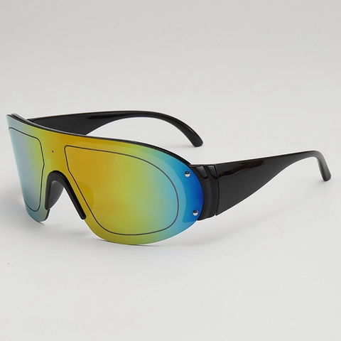 Lunettes De Soleil Shield Oversize Verre PC Intégré Style Cyberpunk Futuriste Protection UV400 Pour Hommes Et Femmes
