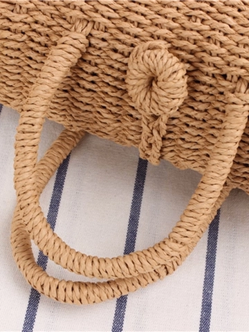 Gewebte Umhängetasche Aus Papierseil Kleine Quadratische Box Handtasche Mit Tragegriff Für Damen Strand Urlaub Casual Style