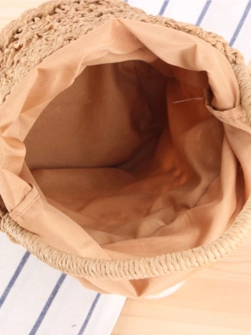 Bucket Handtasche Gewebtes Papierseil Durchbrochenes Strandurlaub Retro Sommer Handtasche Mit Innenfutter