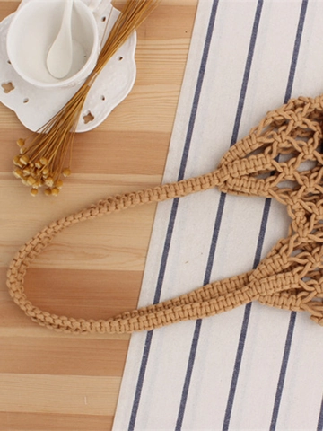 Handmade Crochet Cotton Rope Shoulder Bag Hollow Mesh Summer Beach Tote Bohemian Style Casual Handbag