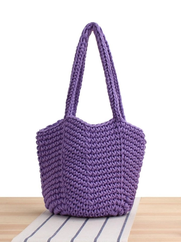Handmade Woven Cotton Rope Shoulder Bag Crochet Tote Casual Boho Solid Color Handbag For Women Minimalist Slouchy