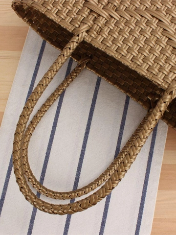 Sac Fourre-Tout Tissé À La Main En Plastique PVC Grande Capacité Sac À Main Bandoulière Shopping Plage Vacances Pour Femmes
