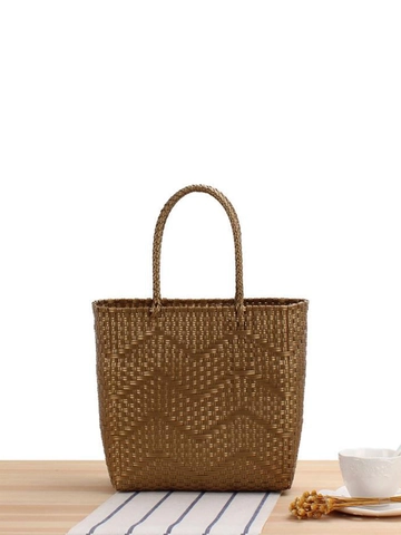 Sac Fourre-Tout Tissé À La Main En Plastique PVC Grande Capacité Sac À Main Bandoulière Shopping Plage Vacances Pour Femmes