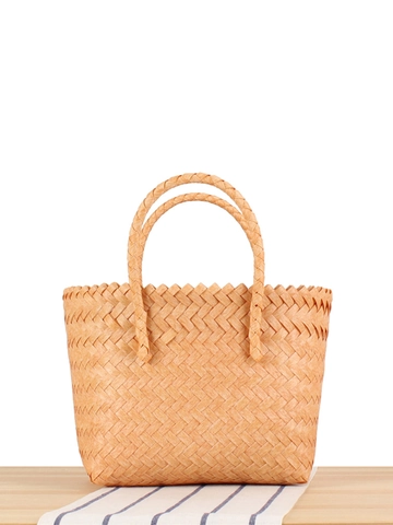 Dames Zomer Geweven Handtas Kunststof PVC Retro Pastorale Stijl Handheld Picknickmand Shopping Tote Tas