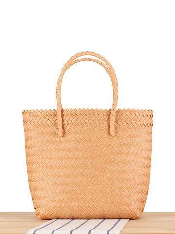 Woven Handbag Large Capacity Plastic PVC Summer Beach Vacation Retro Casual Shopping Bag For Women
