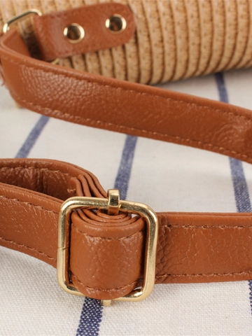 Borsa A Secchiello Tracolla In Corda Di Carta Intrecciata Con Anello In Metallo Tracolla In Pelle Regolabile Estate Per Donna