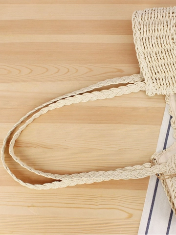 Bohemian Strohhalm Gewebte Umhängetasche Große Kapazität Papierseil Tote Mit Blumenschmuck Sommer Strand Urlaub Für Frauen