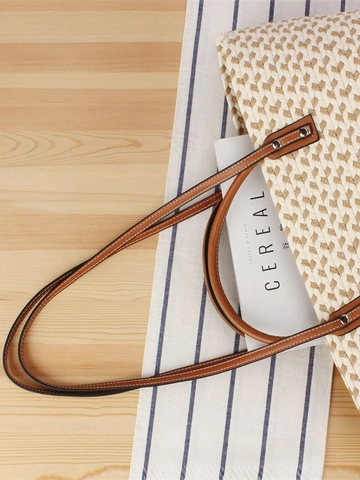 Borsa Tote Bohémien In Corda Di Cotone Intrecciata A Mano Grande Capacità Mare Vacanze Spalla Cinturini In Pelle Casual