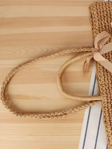 Borsa Tote Intrecciata In Corda Di Carta Borsa A Tracolla Con Fiocco Decorazione Per Vacanze Estive Al Mare Donne