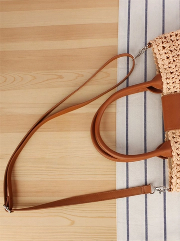 Böhmische Quasten Gewebte Umhängetasche Papierschnur Stroh Crossbody Mit PU Lederriemen Sommer Strand Urlaub Ethno Stil