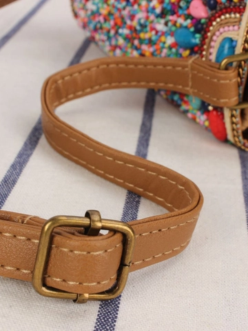 Bolso Bandolera Bohemio Tejido A Mano Cuerda De Papel Bordado Cuentas Coloridas Estilo Étnico Vintage Mujer