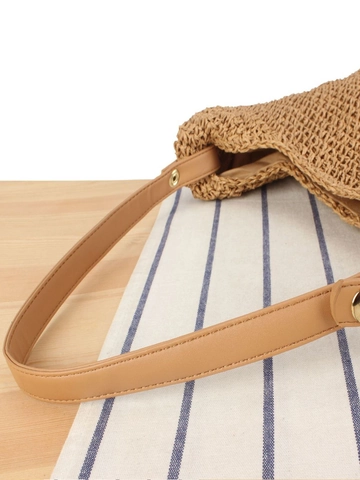 Bolso De Hombro Tejido A Mano Con Cuerda De Papel Gran Capacidad Bolso De Playa De Verano Con Correa De Cuero PU Cierre Magnético