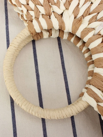 Women Handwoven Paper Rope Handbag Contrast Color Round Handle Summer Beach Holiday Vacation Large Capacity Bohemian