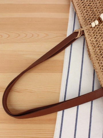 Gewebte Tragetasche Aus Papierstroh Große Kapazität Sommer Strandurlaub Vintage Schulterhandtasche Mit Quaste Für Damen