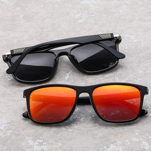 Square Frame Sunglasses Fashion UV400 Protection Driving Outdoor Retro Mirror Lens Men Women Metal Hinge