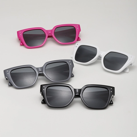 Mode Zonnebril Retro Groot Vierkant Frame PC Frame AC Lens UV400 Bescherming Metalen Klinknagels Punk Stijl