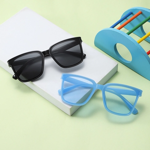 Kids Sunglasses Square Large Frame PC Frame AC Lens UV400 Protection Retro Fashion Outdoor Street Style Boys Girls