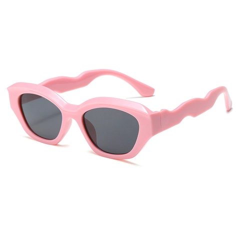 Lunettes De Soleil Enfants Protection UV400 Retro Oeil De Chat Branches Ondulées Monture PC Verres AC