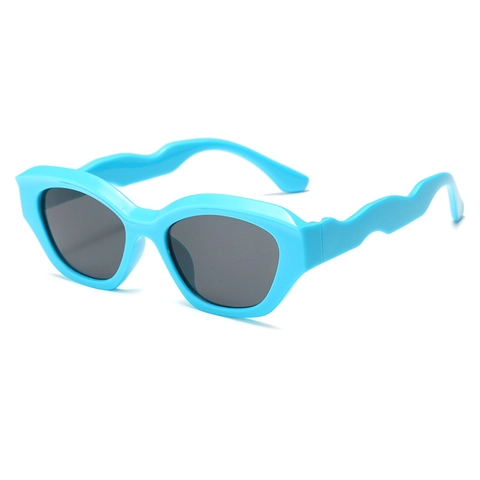 Lunettes De Soleil Enfants Protection UV400 Retro Oeil De Chat Branches Ondulées Monture PC Verres AC