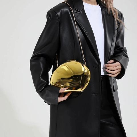 Acrylic Marble Evening Clutch Bag With Metal Chain Egg Shaped Hard Shell Luxury Party Wedding Crossbody Bag For Women