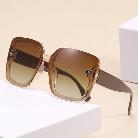 Übergroße Quadratische Sonnenbrille PC Rahmen Gläser UV400 Schutz Vintage Mode Brillen Für Damen Outdoor Sonnenschutz W Buchstabe