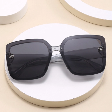 Übergroße Quadratische Sonnenbrille PC Rahmen Gläser UV400 Schutz Vintage Mode Brillen Für Damen Outdoor Sonnenschutz W Buchstabe