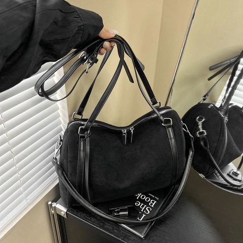 Borsa Boston In Camoscio Da Donna Retro Grande Capacità Borsa A Tracolla Borsa A Mano Stampa Leopardata Hardware Argento