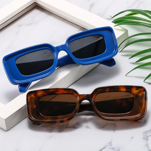 Retro Square Sunglasses Wide Thick Frame UV400 Protection Vintage Trendy Rectangular Sun Glasses For Unisex Women Men
