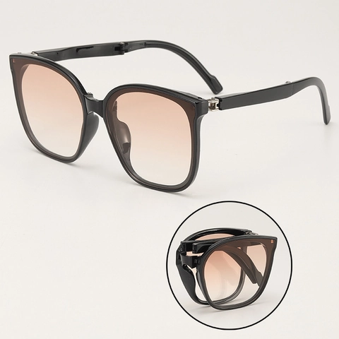 Faltbare Eckige Sonnenbrille Für Damen Herren UV400 Schutz Tragbar Mode Oversize Sonnengläser Hochwertiger PC Rahmen AC Linse