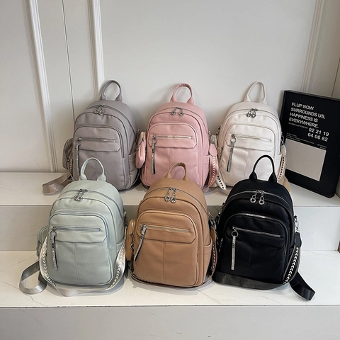 Urban Minimalist PU Leather Backpack Lychee Texture Large Capacity Travel Daypack With Small Coin Purse For Women Men Casual Bag