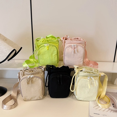 Bolso Bandolera De Nailon Con Cordón Soporte Para Botella De Agua Con Bolsillo Con Cremallera Para Correr Y Deportes