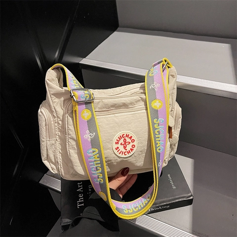 Borsa A Tracolla In Nylon Casual Tasche Multiple Leggera Impermeabile Tracolla Larga Regolabile Da Donna
