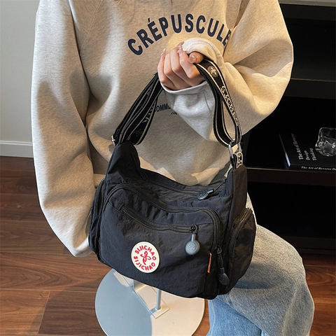Borsa A Tracolla In Nylon Casual Tasche Multiple Leggera Impermeabile Tracolla Larga Regolabile Da Donna