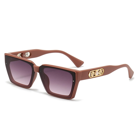 Lunettes De Soleil Cat Eye Oversized Pour Femmes UV400 Monture PC Verres Dégradés Rétro Élégant Branche Métal Künstliche Perle