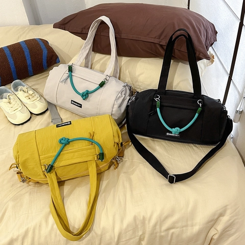 Borsa A Tracolla In Nylon Grande Capacità Impermeabile Viaggio Sport Fitness Borsa A Mano Con Corda Intrecciata A Contrasto Stile Urbano