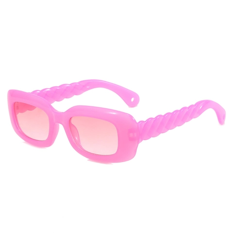 Lunettes De Soleil Rectangulaires Avec Branches Torsadées Monture PC Verres AC Protection UV400 Rétro Y2K Polarisées