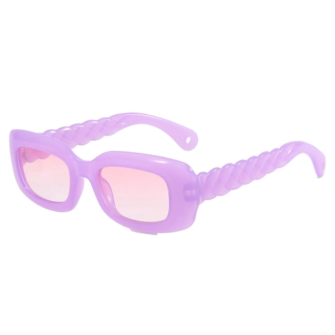 Lunettes De Soleil Rectangulaires Avec Branches Torsadées Monture PC Verres AC Protection UV400 Rétro Y2K Polarisées