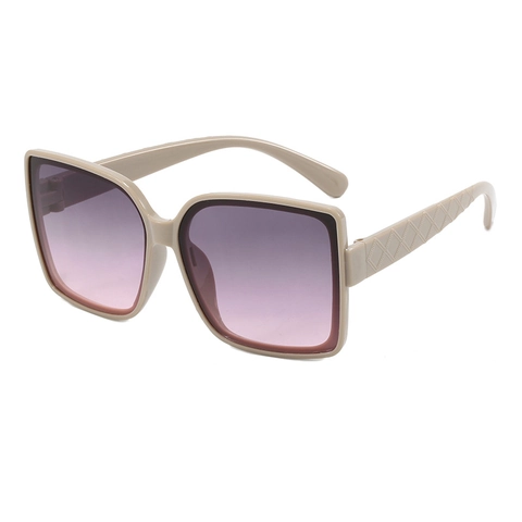 Oversized Square Sunglasses UV400 Protection Fashion PC Frame AC Lens Quilted Texture Temples For Women Men