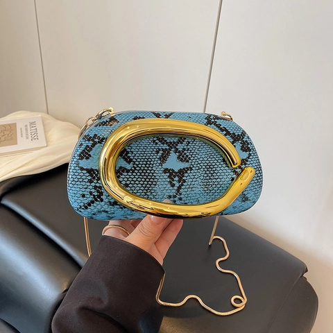 Borsa Da Sera Con Stampa Serpente Pitone Manico A C Oro Pochette A Tracolla In Pelle PU Per Donna
