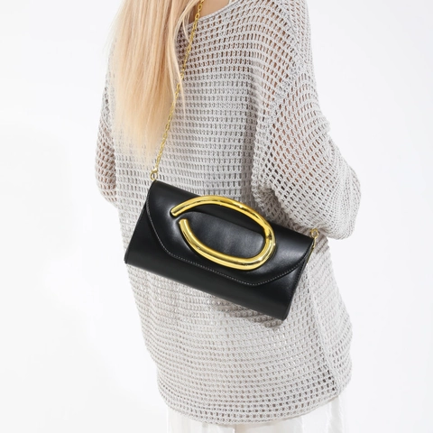 Sac Bandoulière Moderne En Cuir PU Poignée Métallique Chaîne Fermoir Magnétique Pochette De Soirée Élégante Pour Femmes