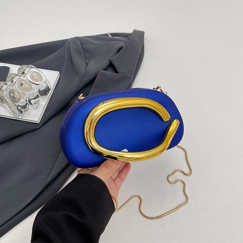 Sac De Soirée En Acrylique Pochette Avec Poignée En Métal En Forme De C Bandoulière Chaîne Style Luxe Pour Femme