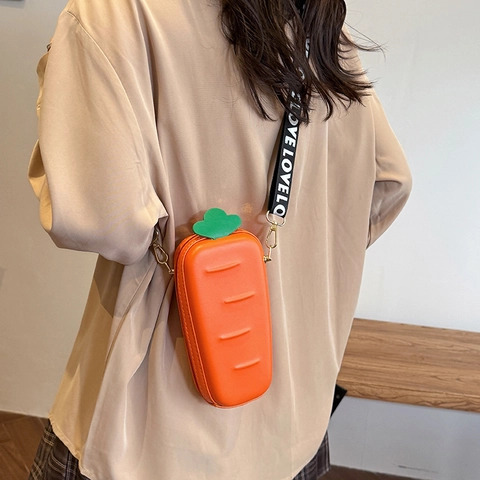 Borsa A Tracolla A Forma Di Carota Pelle PU Creativa Frutta Verdura Custodia Per Cellulare Con Tracolla Love Carina