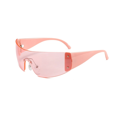 Oversized Visor Zonnebril Y2K Futuristisch Uit Één Stuk Shield Eyewear UV400 PC Lenzen Ster Klinknagels Dames Heren