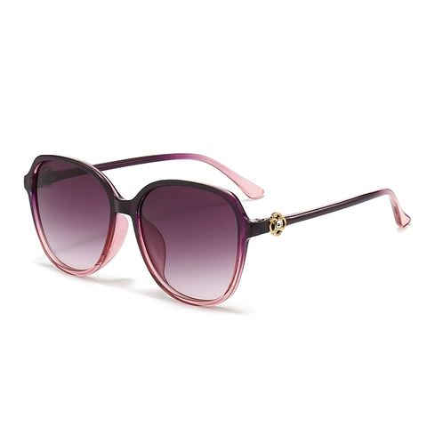 Lunettes De Soleil Surdimensionnées Pour Femmes Protection UV400 Verres Dégradés Monture PC Fleur Métal Strass Décor Élégant