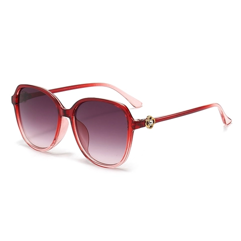 Lunettes De Soleil Surdimensionnées Pour Femmes Protection UV400 Verres Dégradés Monture PC Fleur Métal Strass Décor Élégant