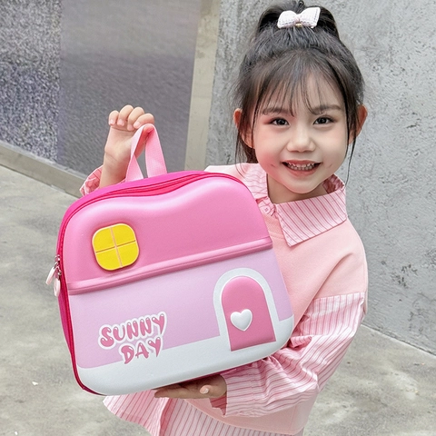 Kids Backpack EVA Hard Shell House Shaped Kindergarten School Bag Cartoon 3D Toddler Light Up Candy Colors