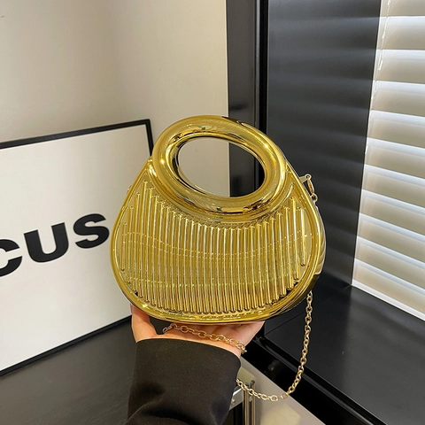 Bolso De Noche De Acrílico Con Rayas Verticales Asa Circular Y Cadena Desmontable Bolso De Hombro Para Fiesta