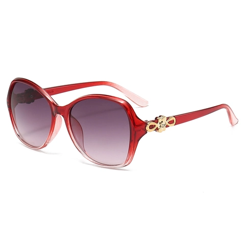 Lunettes De Soleil Femmes Grand Cadre PC AC UV400 Verre Dégradé Décor Fleur Métal Rétro Tendance